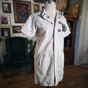 G-Star Raw Utility Shirt Denim Dress Short Sleeve Button Front XS